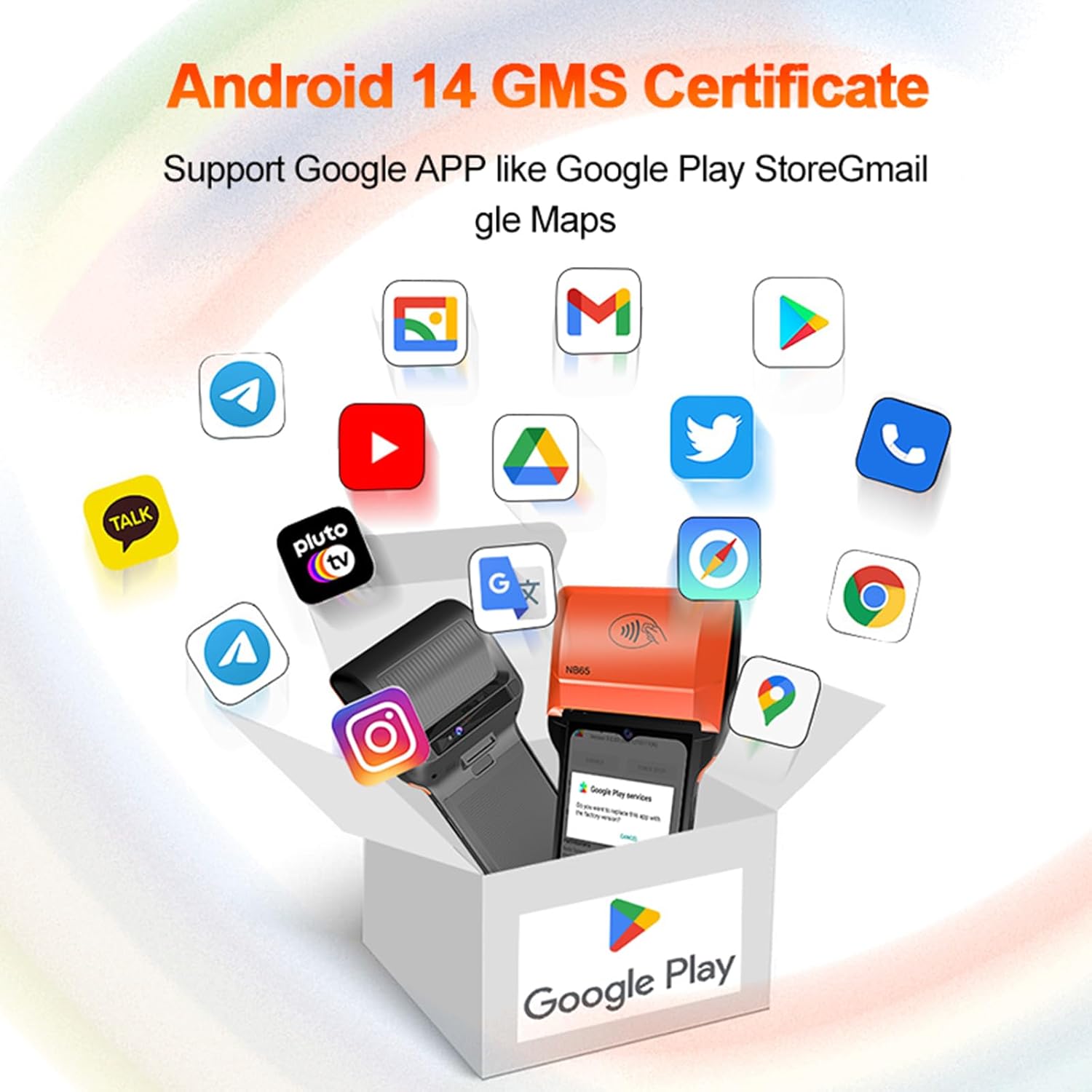 POS PDA Receipt/Label Printer,Symcode Android 14 Handheld POS Printer 3GB+32GB with 2D Barcode Scanner with NFC Reader,Wifi/Gps/BT/5G Full Network Connection 6.5" Touchscreen 80mm/58mm Label Printing