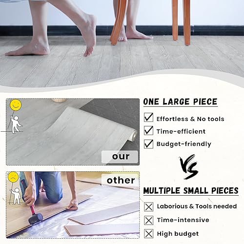 Miniatura 2 de Rollo de vinilo autoadhesivo de 23.6 x 118 pulgadas  19 pies cuadrados  19 pies cuadrados, resistente al desgaste e impermeable, para dormitorio,