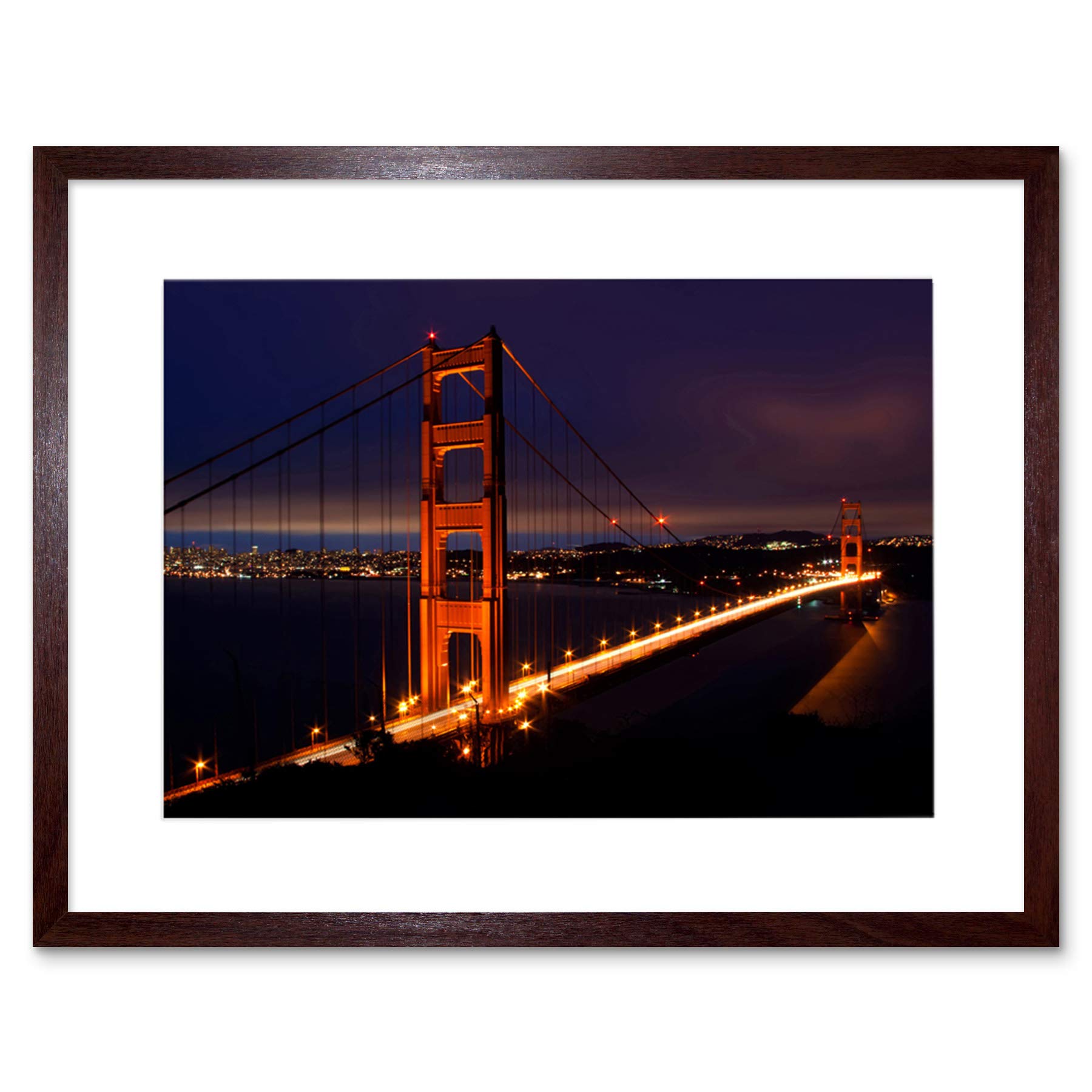 Wee Blue Coo Golden Gate Bridge Night San Francisco Picture Framed Wall Art Print