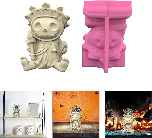 Miniatura 2 de Molde de silicona de yeso para hombre, diseño de calavera para suculentas, maceta de hormigón, florero, yeso, molde de cemento, molde de arcilla,