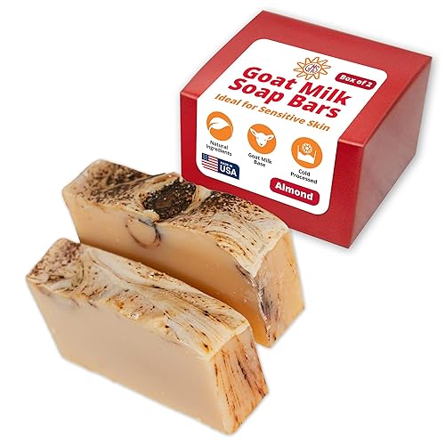Goat Milk Stuff ALMOND Jabón de leche de cabra Barra de jabón natural, regalos para hombres y mujeres, suave tanto para la cara como para el