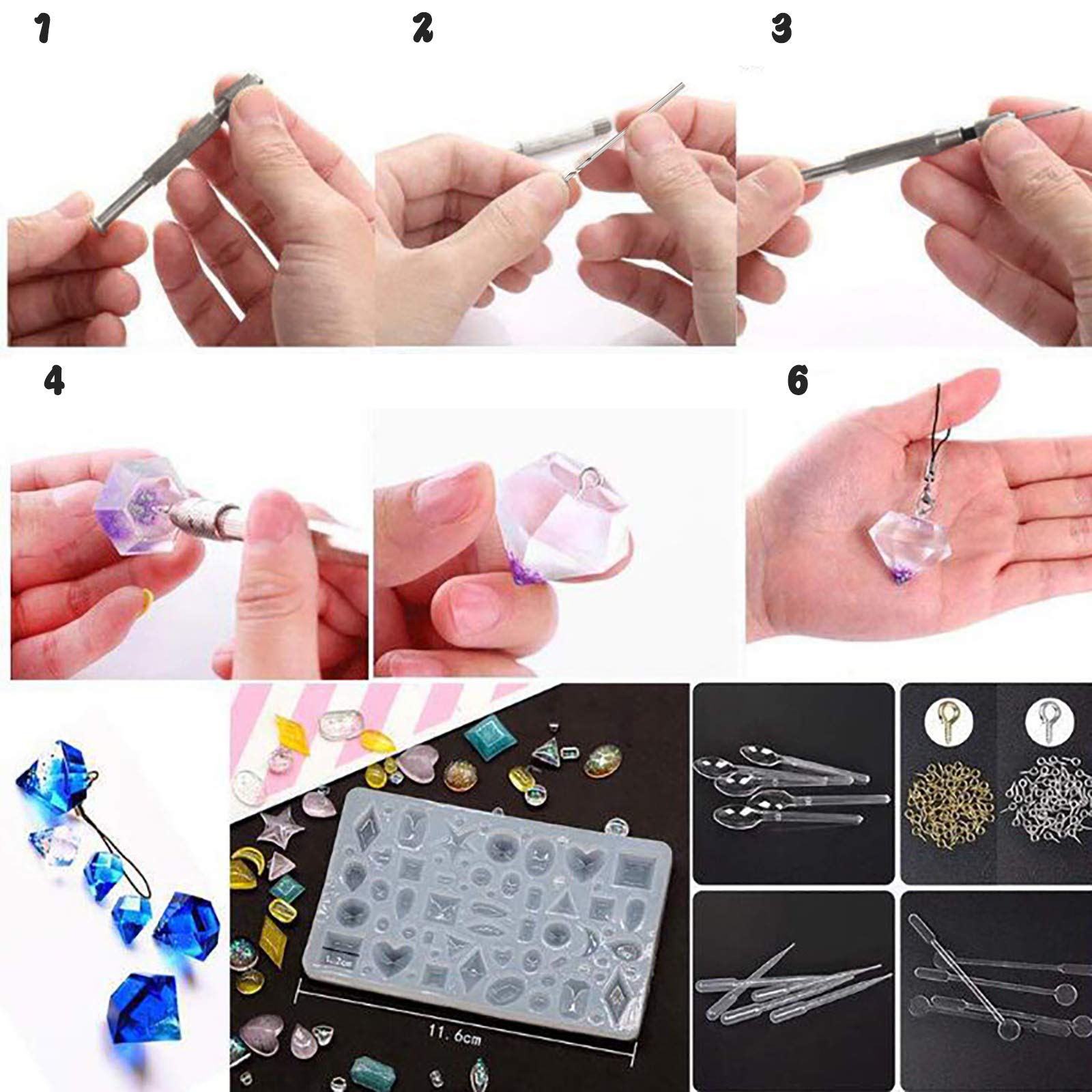 Stampo In Silicone A Goccia Con Foro Per Resina | Fai Da Te Ciondoli E Gioielli | Diametro 6,7 Cm - 3