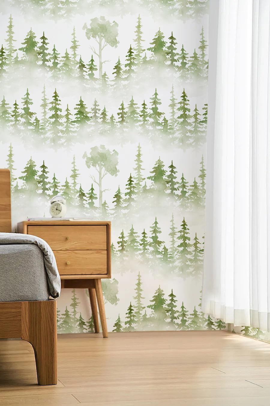 Floralplus Peel and Stick Wallpaper Boho Misty Forest Removable Wallpaper Botanical Renter Friendly Wallpapers for Home Decor Leaf Contact Paper for Cabinet 17.5 in x 118 in