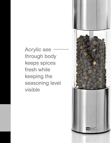 Miniatura 3 de AdHoc Molinillo de pimienta o sal mediano clásico, molienda manual de sal y pimienta con molienda ajustable, práctico molinillo con mecanismo de
