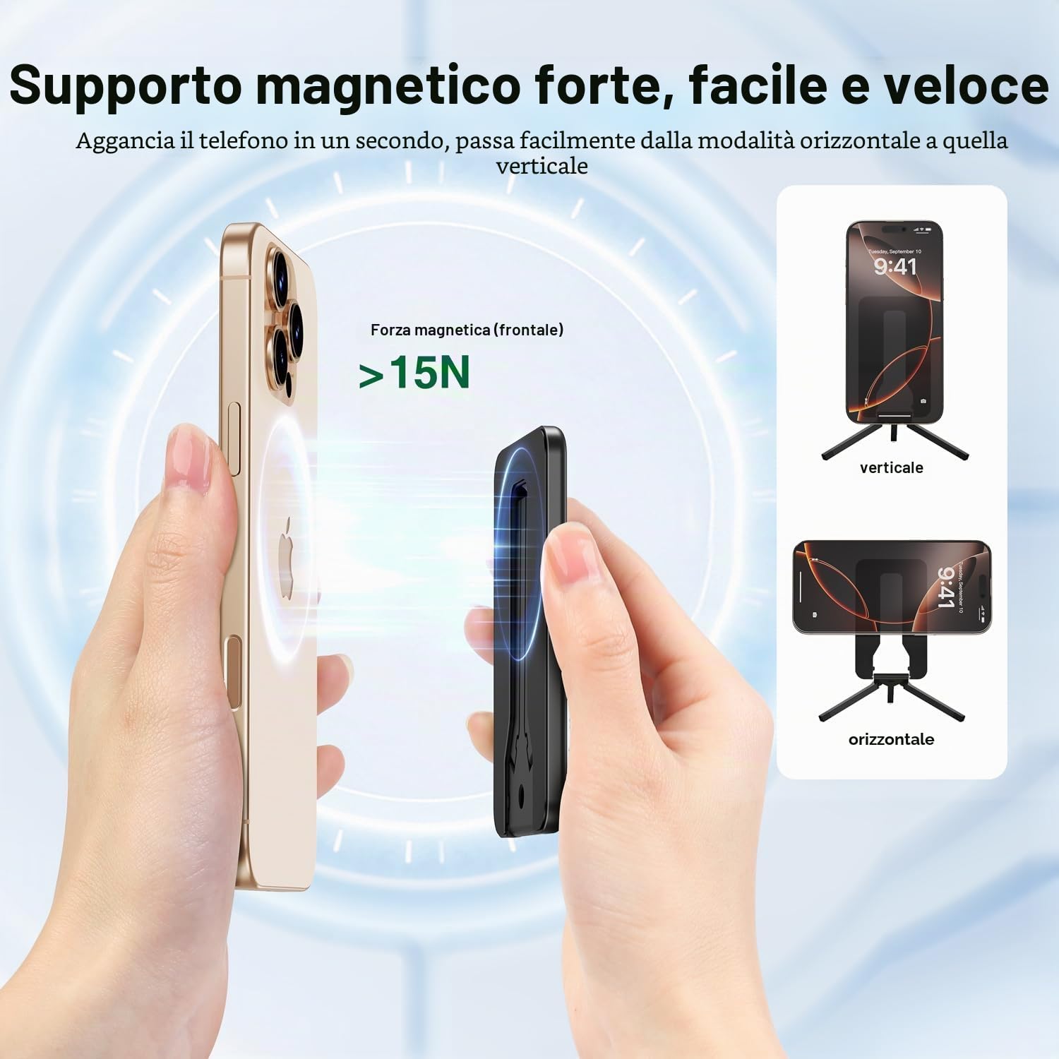 elitehood Treppiede Magsafe, mini treppiede in alluminio leggero per iPhone, supporto magnetico compatto per viaggi e uso quotidiano, compatibile con Magsafe iPhone 16/15/14/13/12 Series