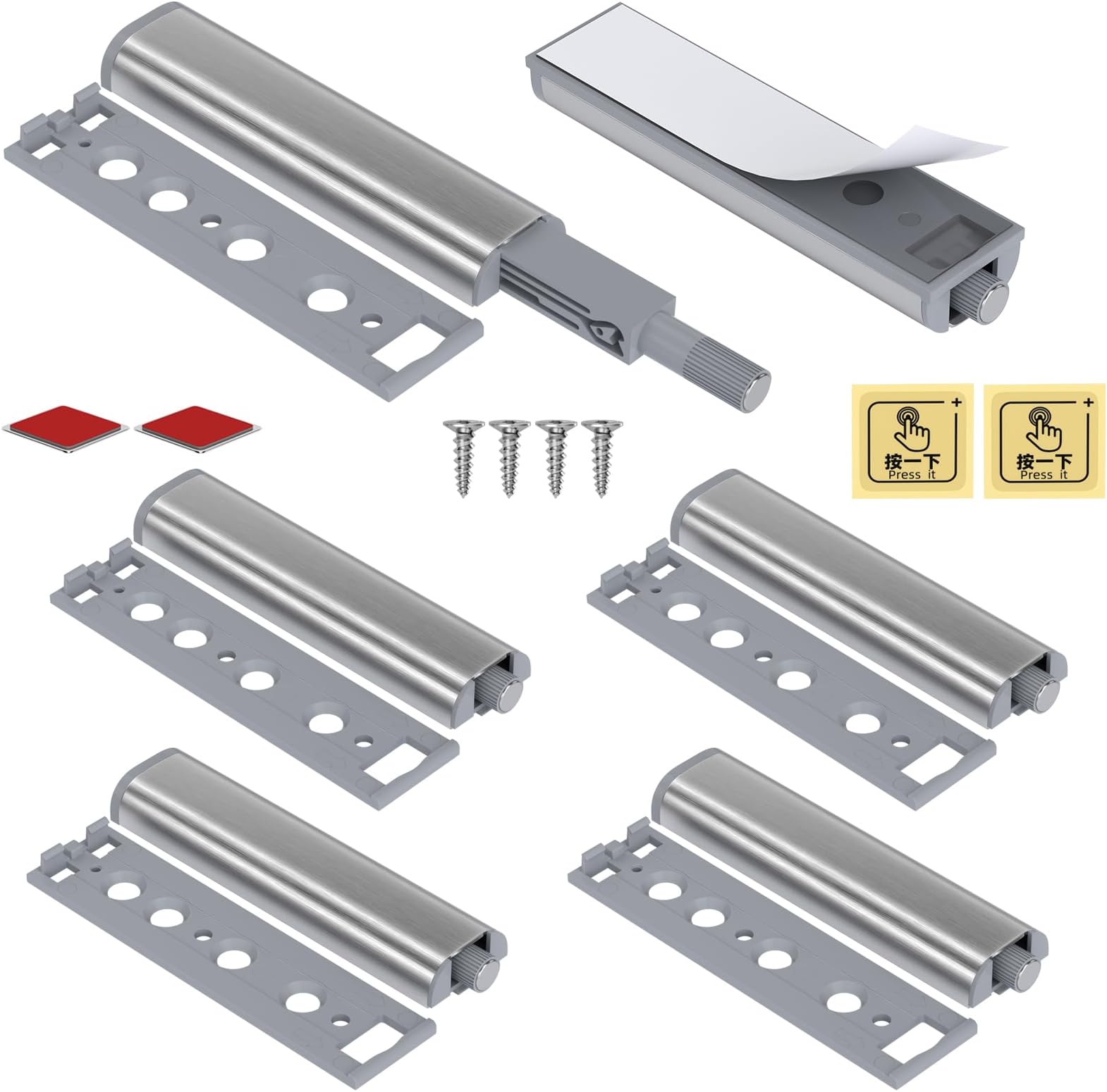 Jiayi Furniture Door Push to Open 6 Pack Push Out Cabinet Hardware Magnetic Push Cabinet Latches Kitchen Door Push Release Latch for Drawer Closure Push Catch Pop Out Latch