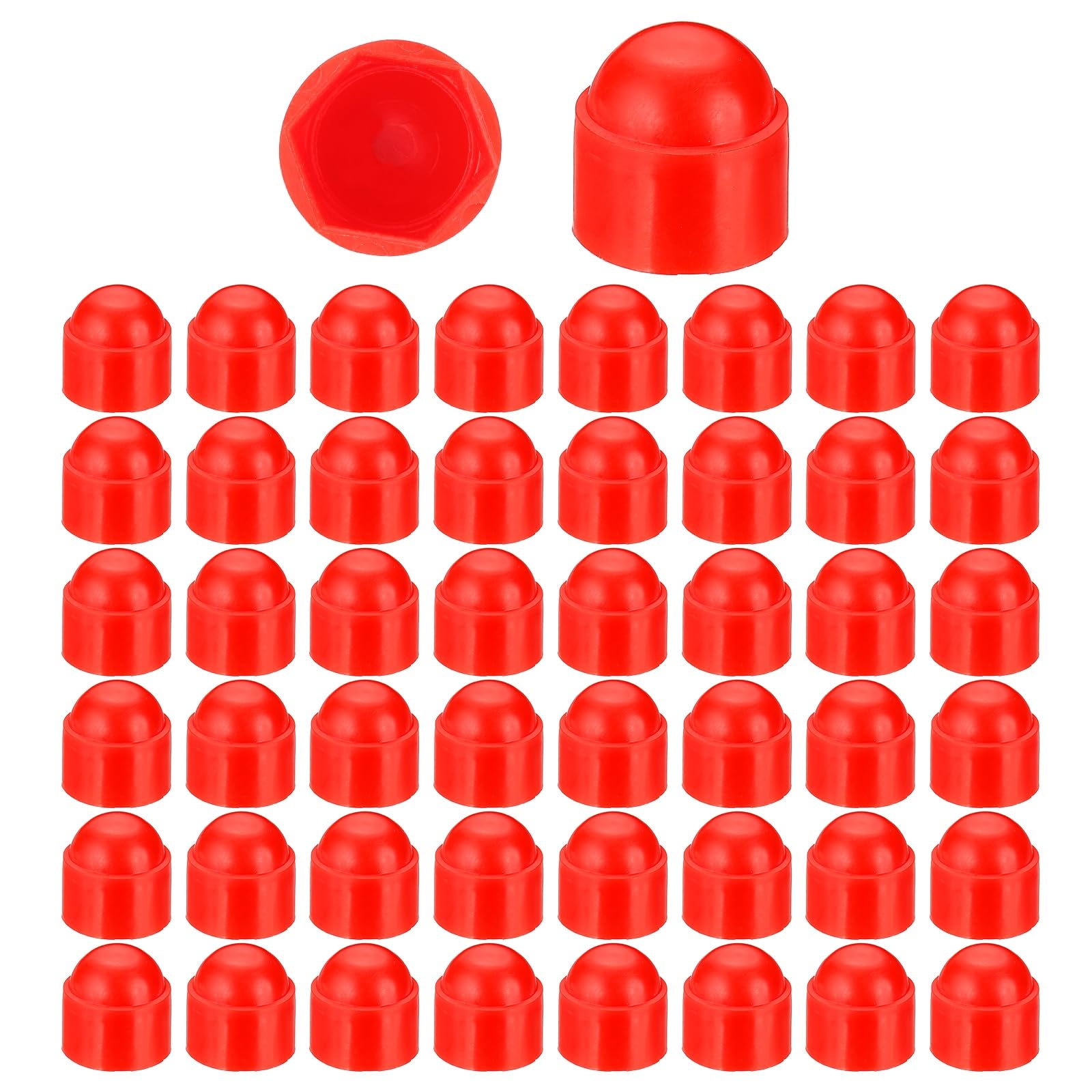PATIKIL 50 Pcs Hex Nut Cover, M12x18x22mm Nylon Screws Bolt Covers Caps Dome Acorn Hex Head Bolt Protection Cap for Screws Nut, Red