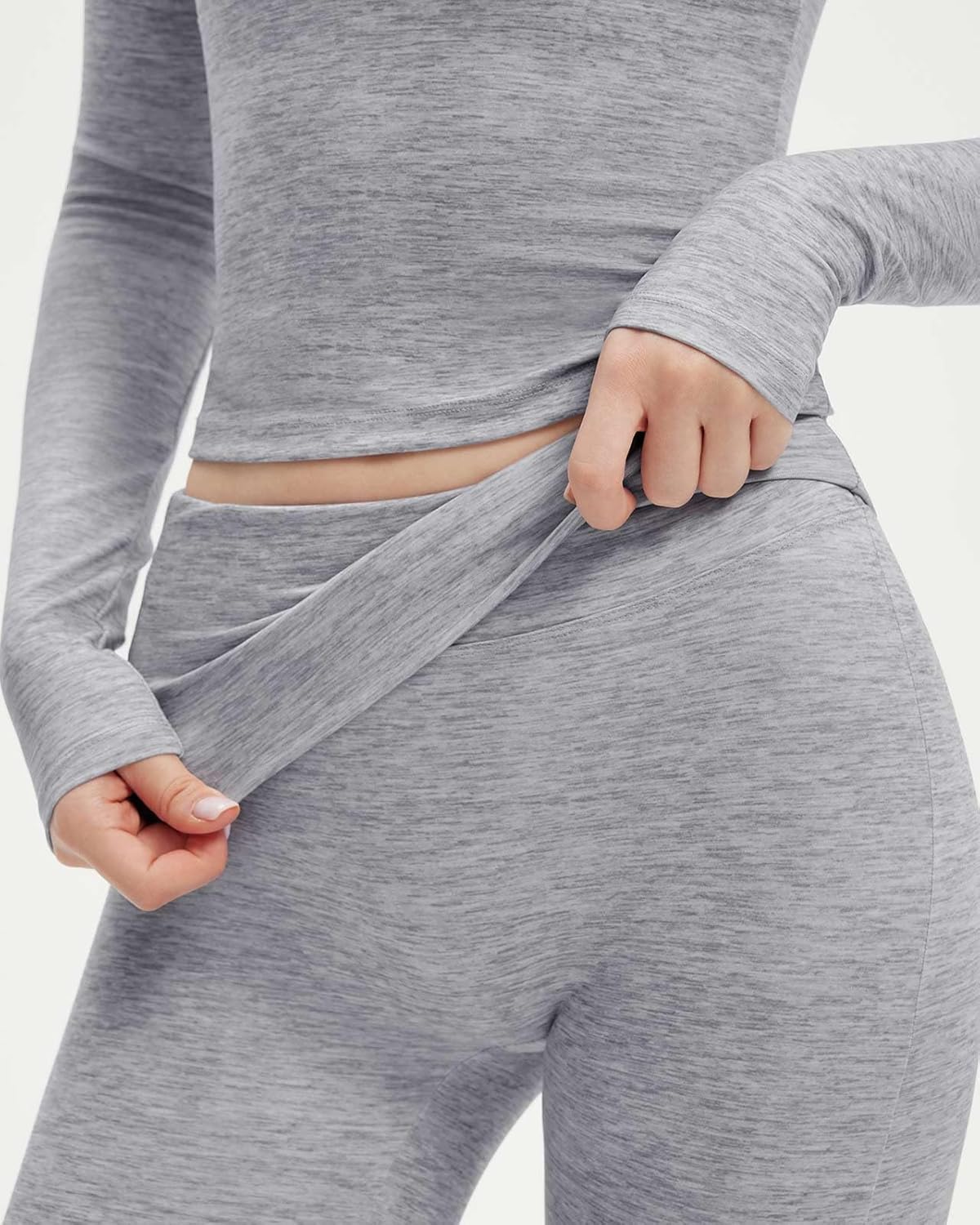 SUUKSESS Women 2 pieces Lounge Sets Long Sleeve V Neck Tops Fold Over Flare Leggings - Image 5