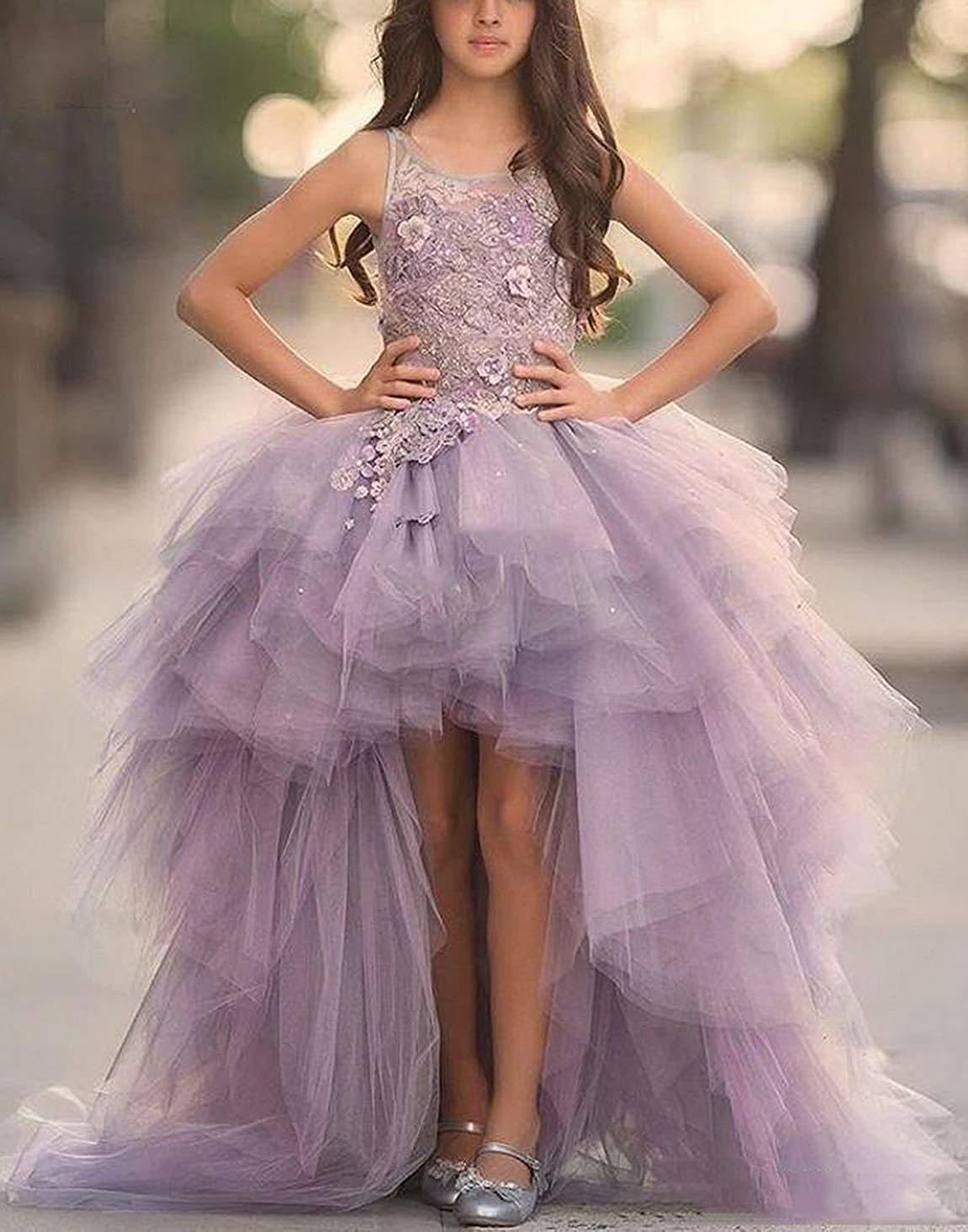 High Low Flower Girl Dress Tulle Laces Applique Pageant Party Dresses Ruffles First Communion Gown TY04 - Image 2