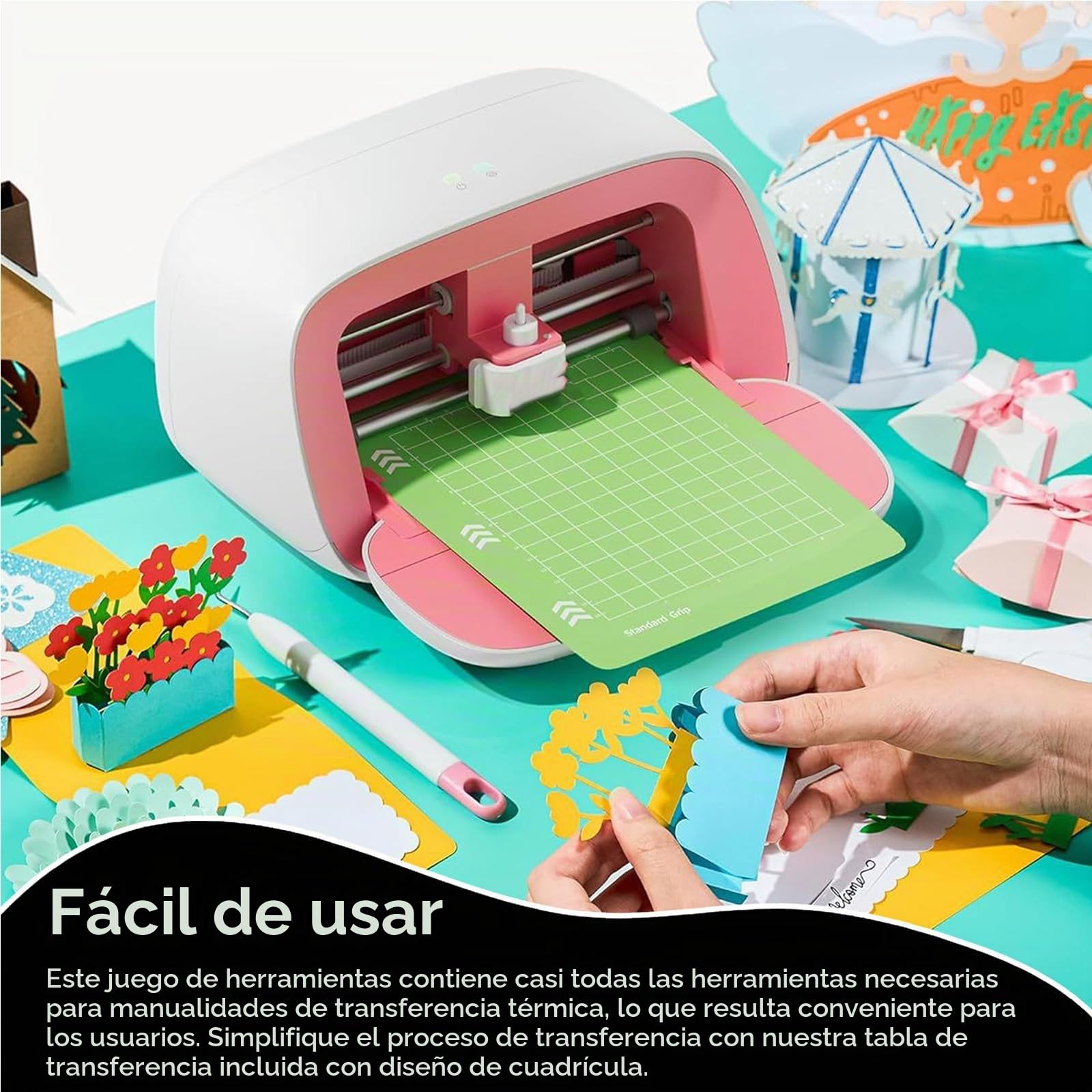 Paquete Accesorios 82 Piezas Para Cricut Maker Y Explore Air (Vinilo Adhesivo Cinta De Transferencia De Vinilo Htv Pegatinas Imprimibles Tarjetas Insertables Regla Tapete Corte Rodillo Fragmento)