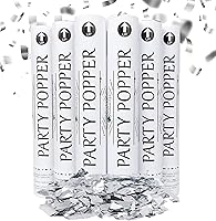 Vista 9 de Clover Products - Cañones de confeti biodegradables de 12 pulgadas Paquete de 6 Poppers blancos para bodas, cumpleaños y eventos Alimentados
