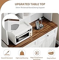 Vista 5 de Garvee Armario de despensa de 71 pulgadas con estación de carga, armario alto de almacenamiento de despensa de cocina con soporte para microondas