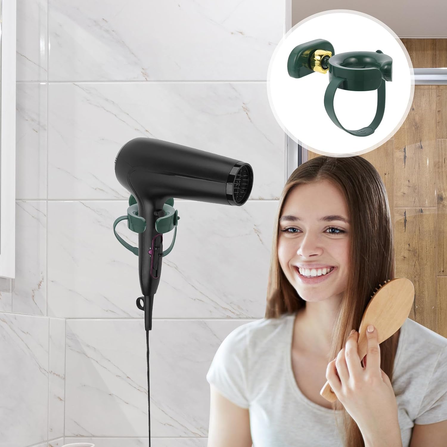 LIFKOME Rotatable Hair Dryer Holder Wall Mounted Hair Tool Organizer Abs and Silicone Material for Convenient Storage and Bathroom Use image 4
