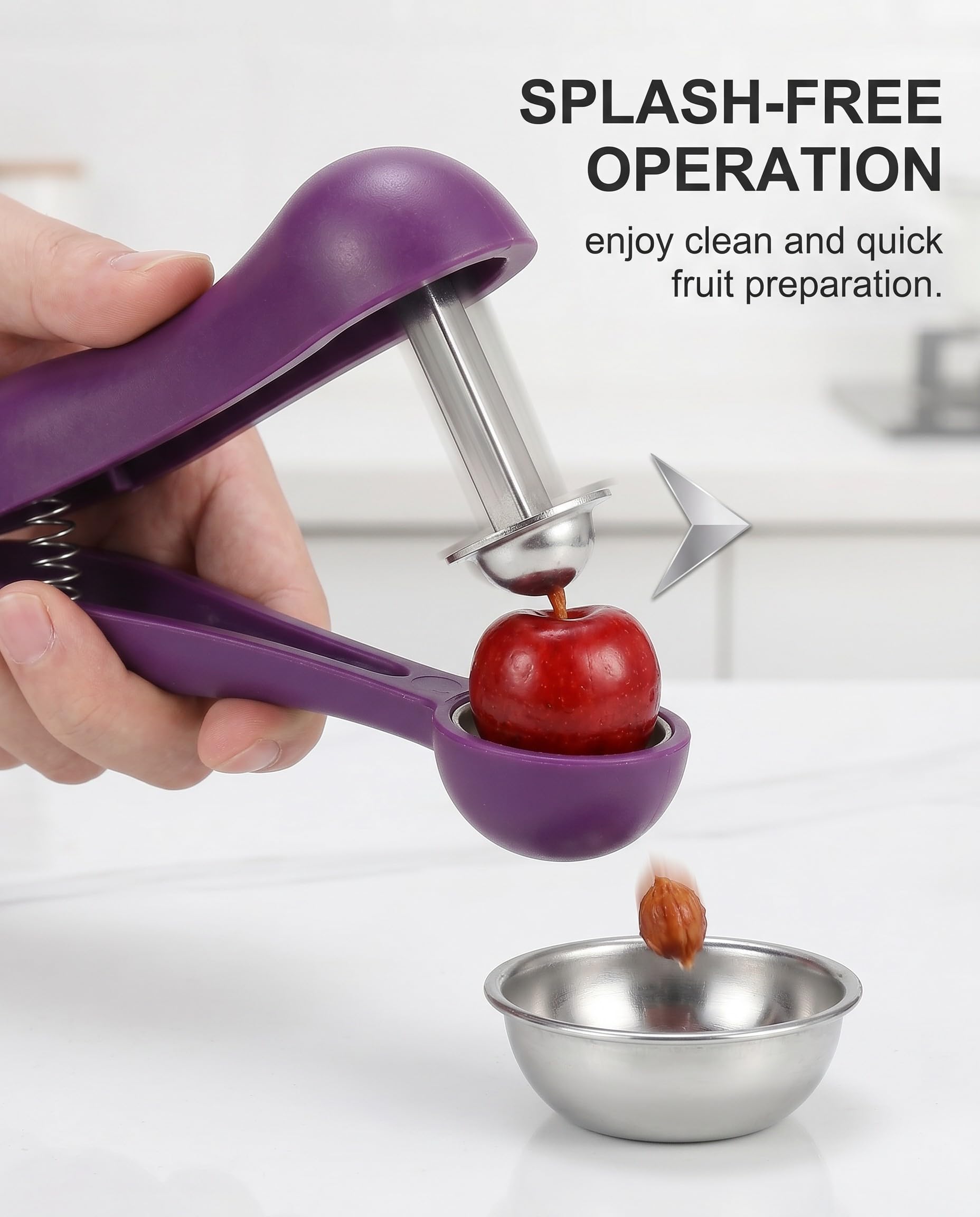 TISCH Deshuesador Cerezas y Frutas 1 Pieza Acero Inoxidable – Preciso, Rápido y sin Esfuerzo. Para Dátiles, Azufaifas y Olivas. Entkernado limpio, sin salpicaduras para postres y snacks.
