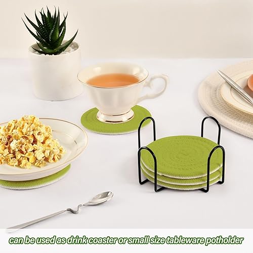 Miniatura 6 de Juego de 6 posavasos de café verde aguacate, posavasos absorbentes de agua para bebidas, juego de decoración de mesa, accesorios de escritorio de