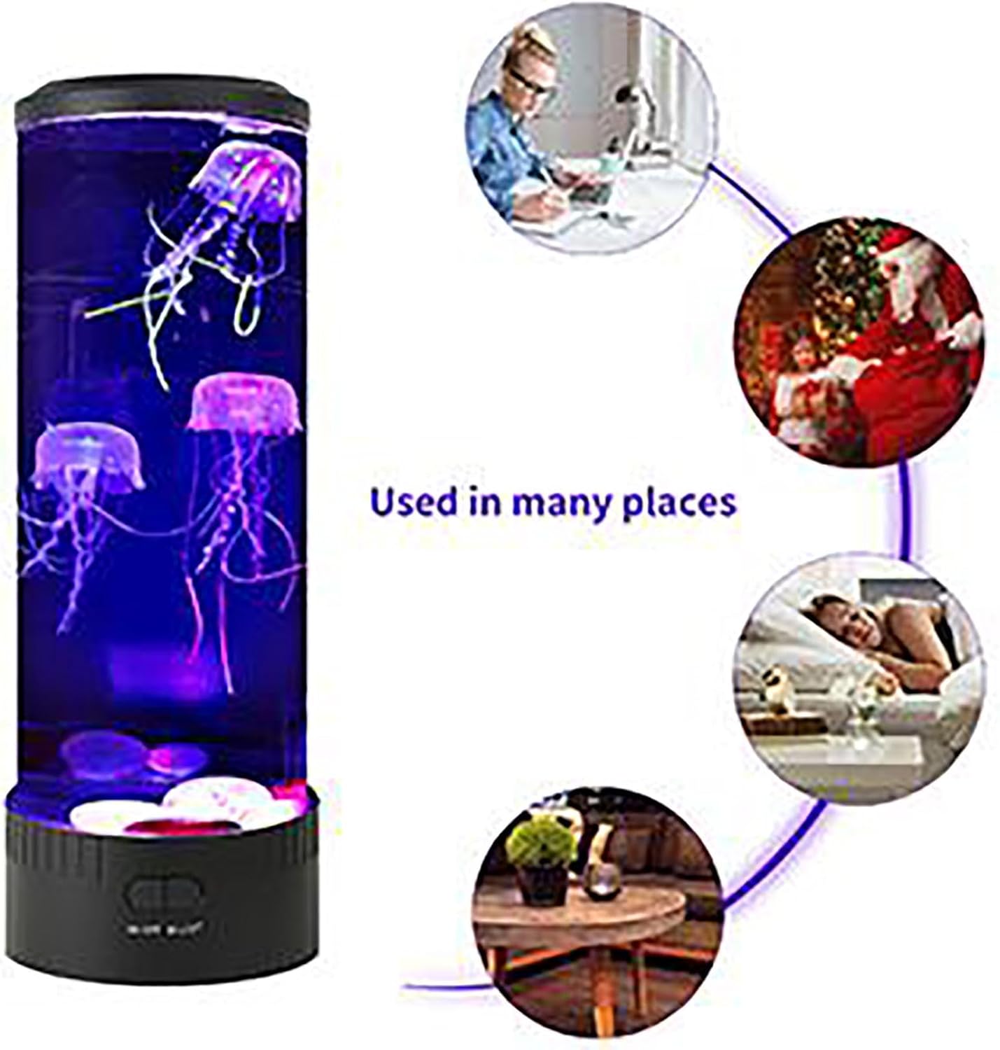 LED Bubble Medusa Lamp with 7 Color Changing, Color Changing Artificial Medusa Tank with USB & Battery Powered Option, Aquarium Tank Sensory Mood Night Light for Home Office Night Decor (Black)