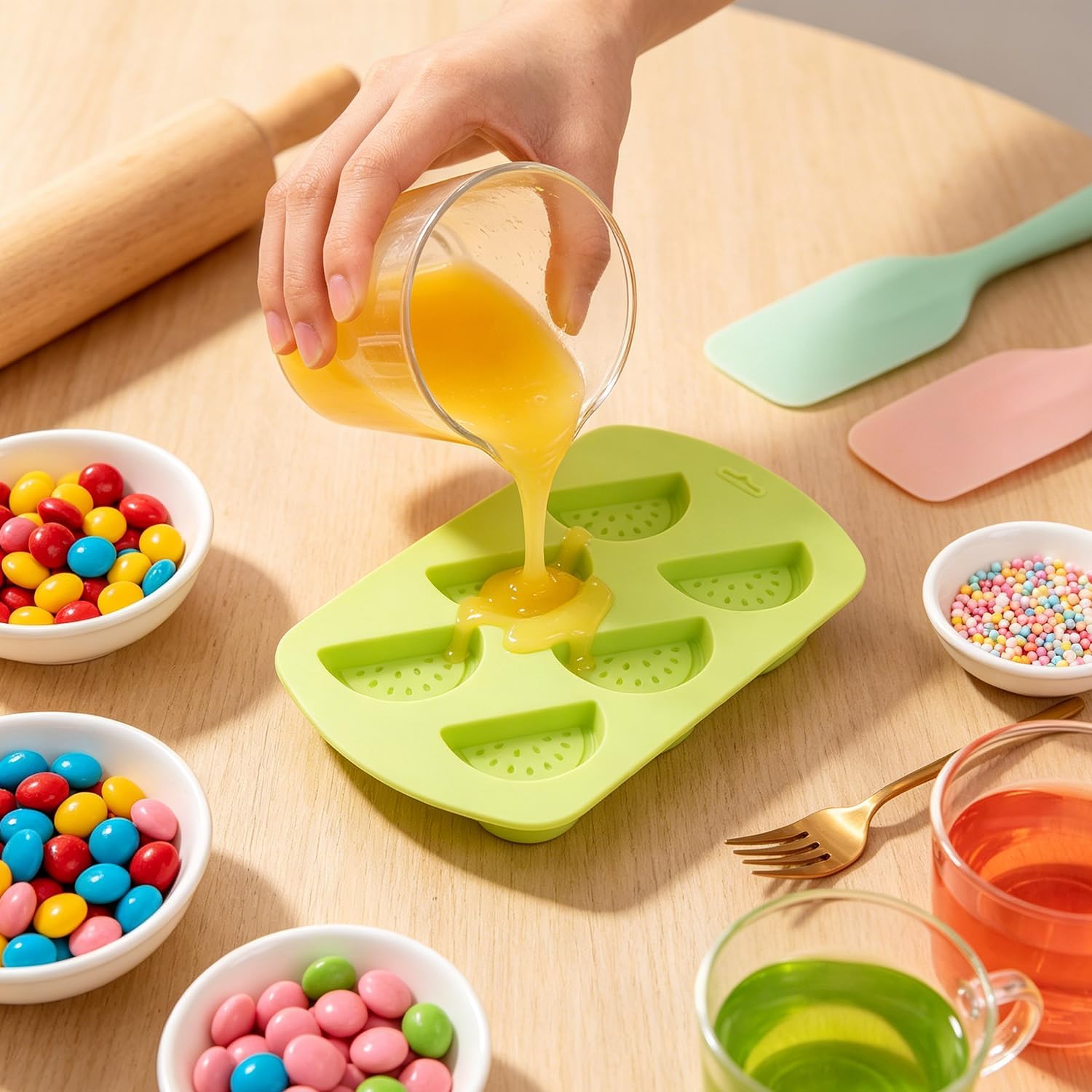 6 Cavity Watermelon Silicone Candy Molds For Chocolate Candy Cupcake Topper Decorating Set Of 2