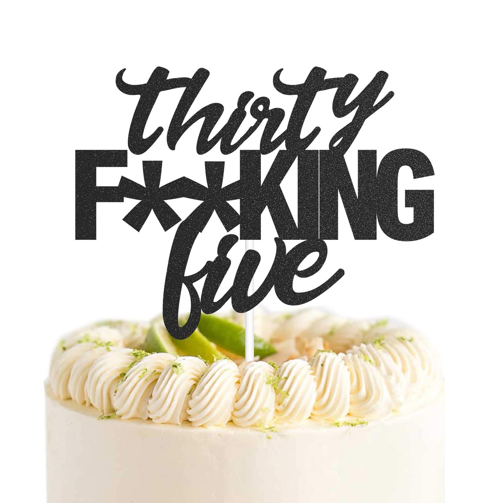 Thirty Five Black Glitter Cake Toppers 35 Years Old Birthday Party Decorations Supplies