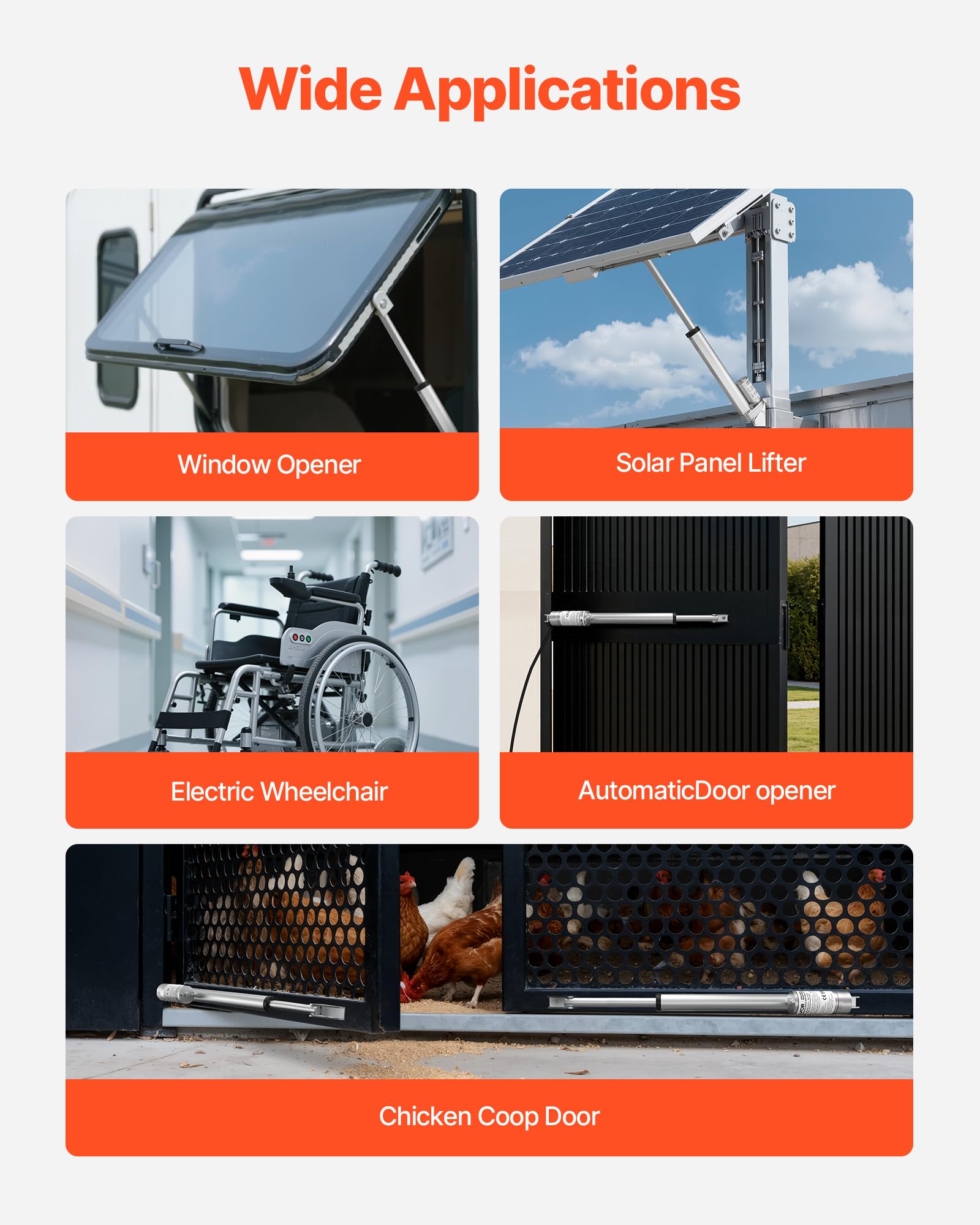 VEVOR Actuador Lineal 12 V, 203,2 mm, con 15 mm/s y 1000 N de Velocidad, Protección IP54 y Soporte de Montaje para Escritorios Elevadores, Sillones Reclinables y Abridores de Ventanas y Puertas