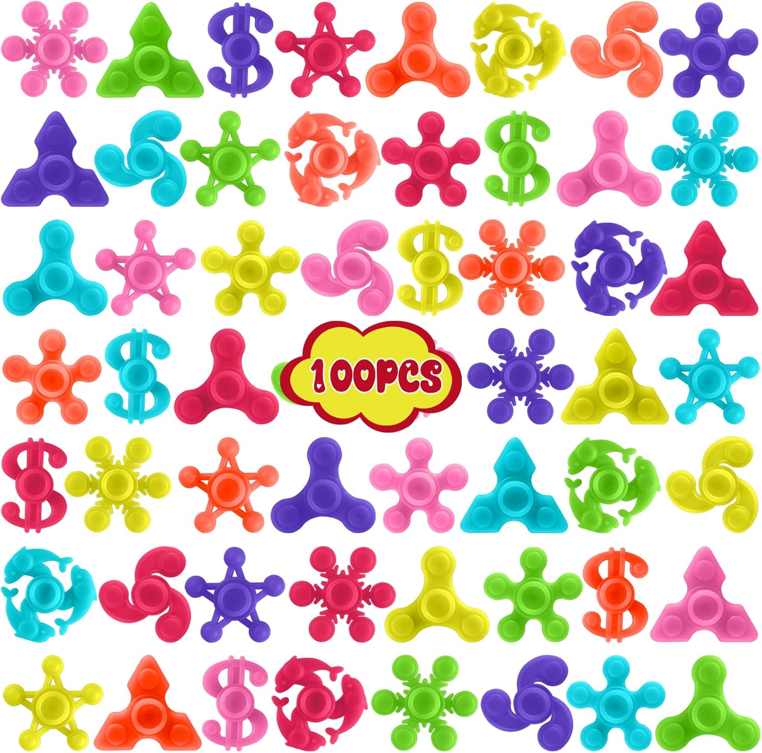 100Pcs Mini Finger Fidget Spinner Toys Bulk, Stress Relief Sensory Toys for Kids/Adults, Birthday Gifts for Kids, Party Favors, Christmas Goodie Bag Stuffers, Classroom Prizes Supplies