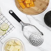 Vista 5 de Cook With Color Triturador de patatas de mano, acero inoxidable profesional con asas suaves y cómodas, triturador de alimentos, plegable