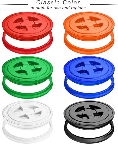 Miniatura 3 de Aodaer Juego de 6 tapas de cubo de 5 galones a prueba de fugas, tapas de cubo de almacenamiento de plástico para cereales, revestimientos de