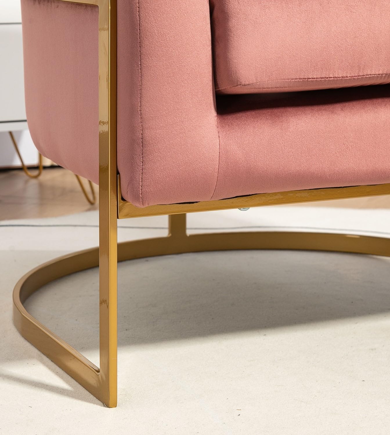 Velvet Modern Accent Armchair - Luxury Gold Frame | Versatile Seating for Living Room, Bedroom, Office, Rose
