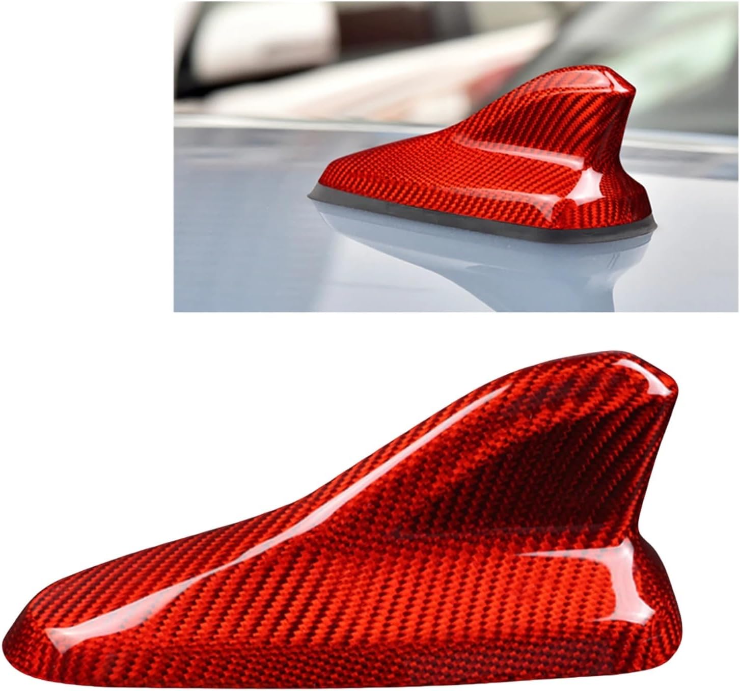Actual Carbon Fiber Exterior Shark Fin Antenna Cover Upper Dome Antennae Cap Shell Compatible for VW/Golf 8/MK8/GTI 2022-2024(Black Carbon Fiber)