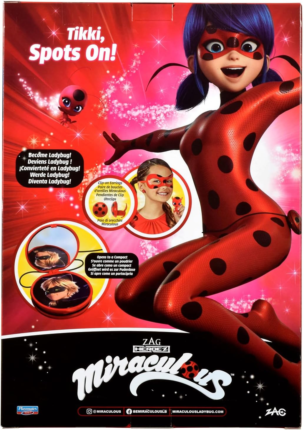 Bandai - Miraculous Ladybug - Transformation Set - Ladybug Costume - Box JoJo Mask Tikki Earrings Kwami - Miraculous Costume and Accessories - Toy for Children from 4 Years - P50604