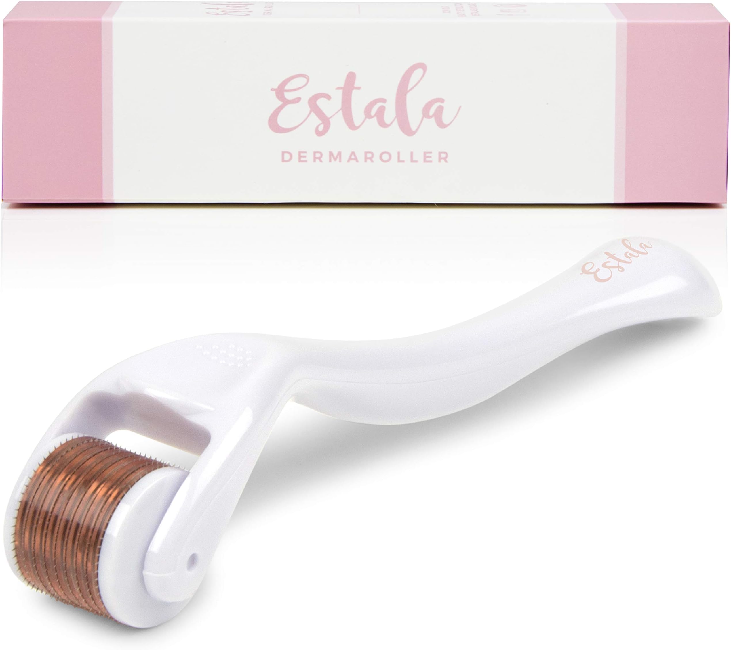 Estala Derma Roller Cosmetic Microneedling Kit for Face, 540 Titanium Microneedle Roller - 0.25mm Microdermabrasion Device - Includes Free Storage Case & Ebook (White)