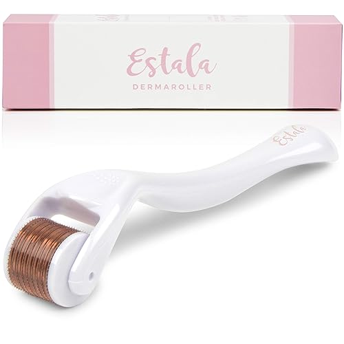 Estala Derma Roller Cosmético Microneedling Kit para cara 540 Titanium Microneedle Roller - Dispositivo Microdermoabrasión de 0010in - Incluye