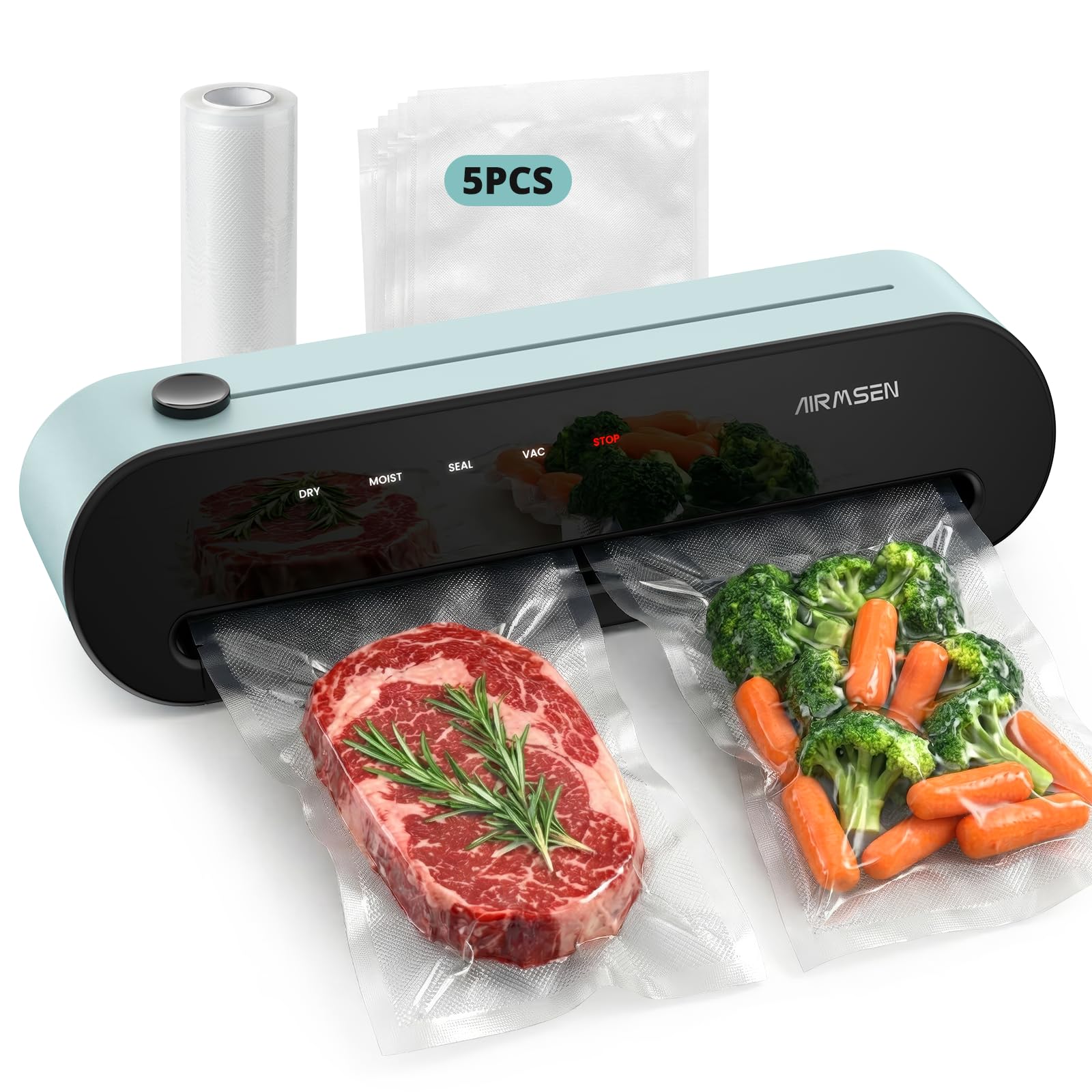 Photo 1 of AIRMSEN 1-Step Vacuum Sealer for Food, 6-in-1 Fully Automatic Vacuum Sealer, Built-in Cutter & External Hose Storage, 12" Wide Sealing Strip, Dry & Moist Modes for Food Preservation