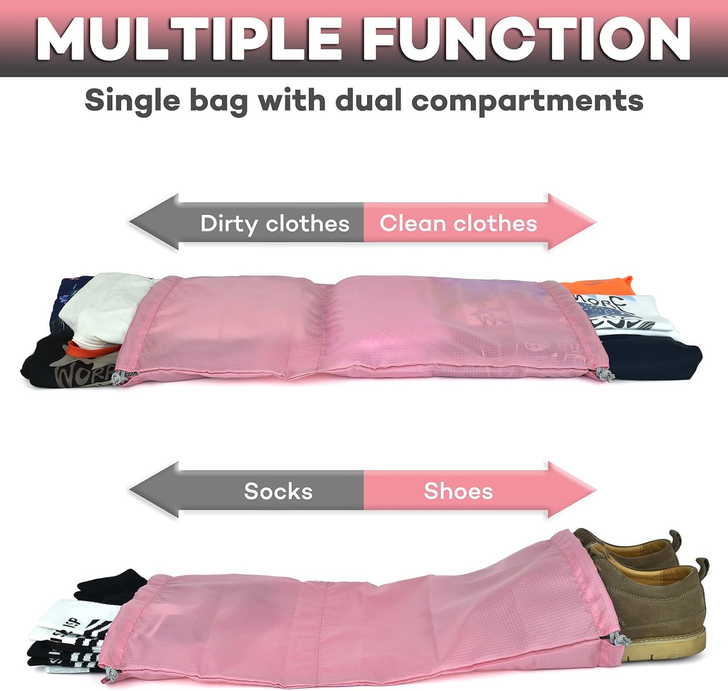 Compression Packing Cubes - WONGLE 12 pc Set His and Hers Family Travel Organizer Compressible Packing Cubes for Suitcases, Luggage Organizer Bags, Travel Accessories, Shoe Bag (Pink/Black)