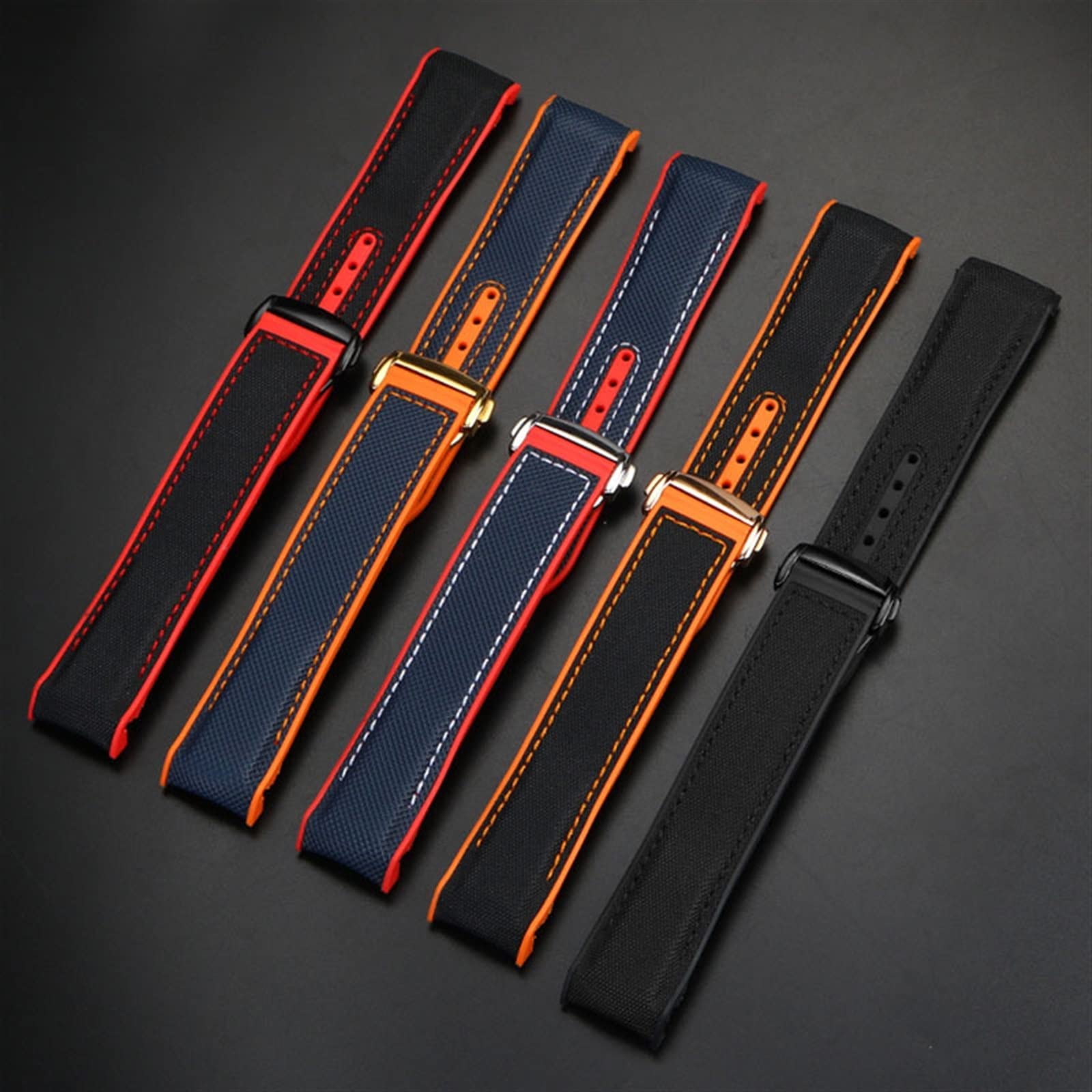 Uhrenarmband für Omega 300 SEAMASTER 600 PLANET OCEAN Silikon Nylon Armband Uhrenzubehör Uhrenarmband Kette 20 mm 22 mm Gürtel (Farbe: Schwarz Orange SK, Größe: 22 mm), 22 mm, Achat