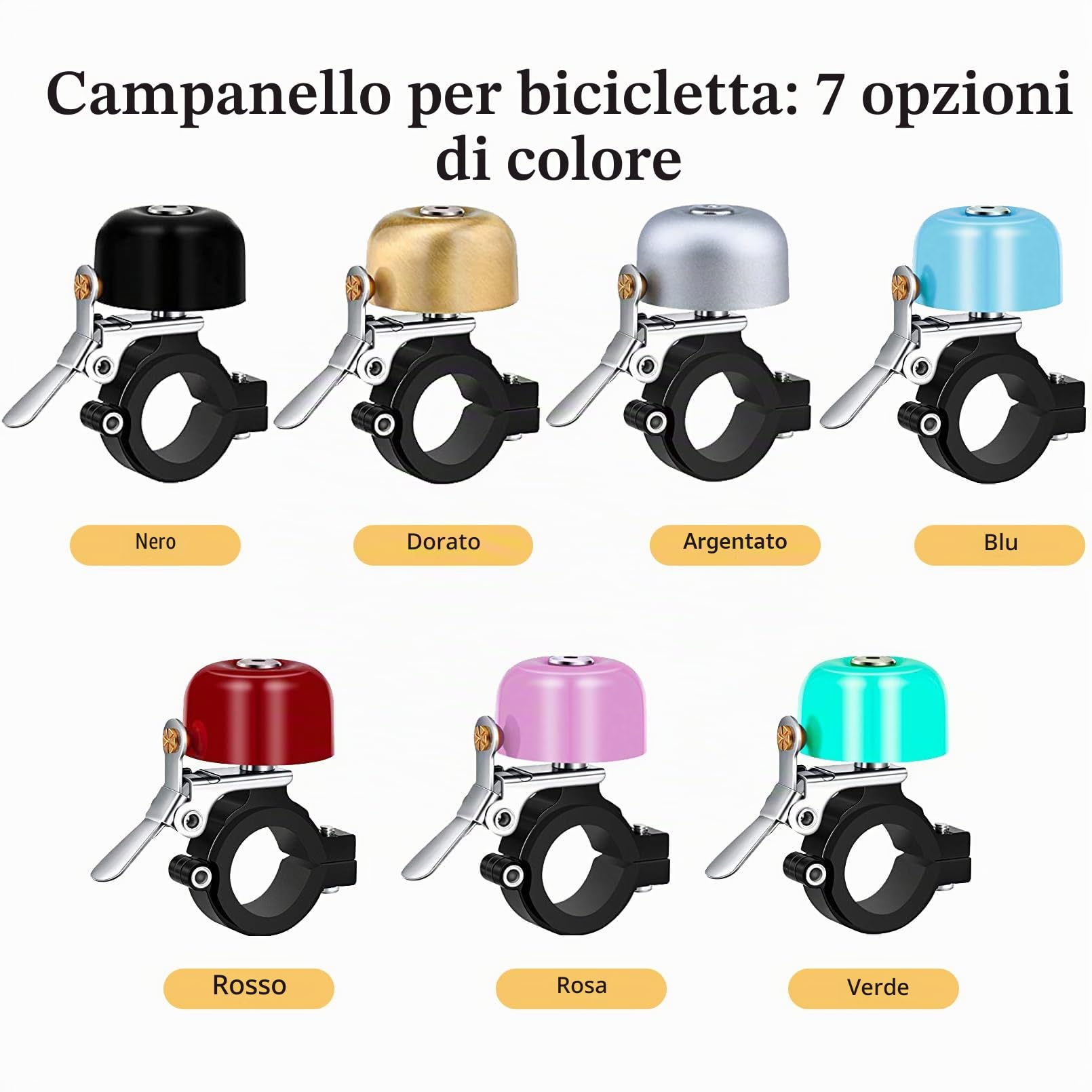 Greallthy Campanello Bici, Campana Classica di Rame, 100dB Clacson Volume, Manubrio da 22.2-31.8 mm, Adatto per Biciclette, Bici da Corsa, MTB, Accessori Bici.
