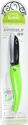 Miniatura 9 de Seki Japan - Cuchillo plegable para frutas, cuchillo pelador pequeño, hoja de acero inoxidable de 3.3 pulgadas con mango de plástico verde, para