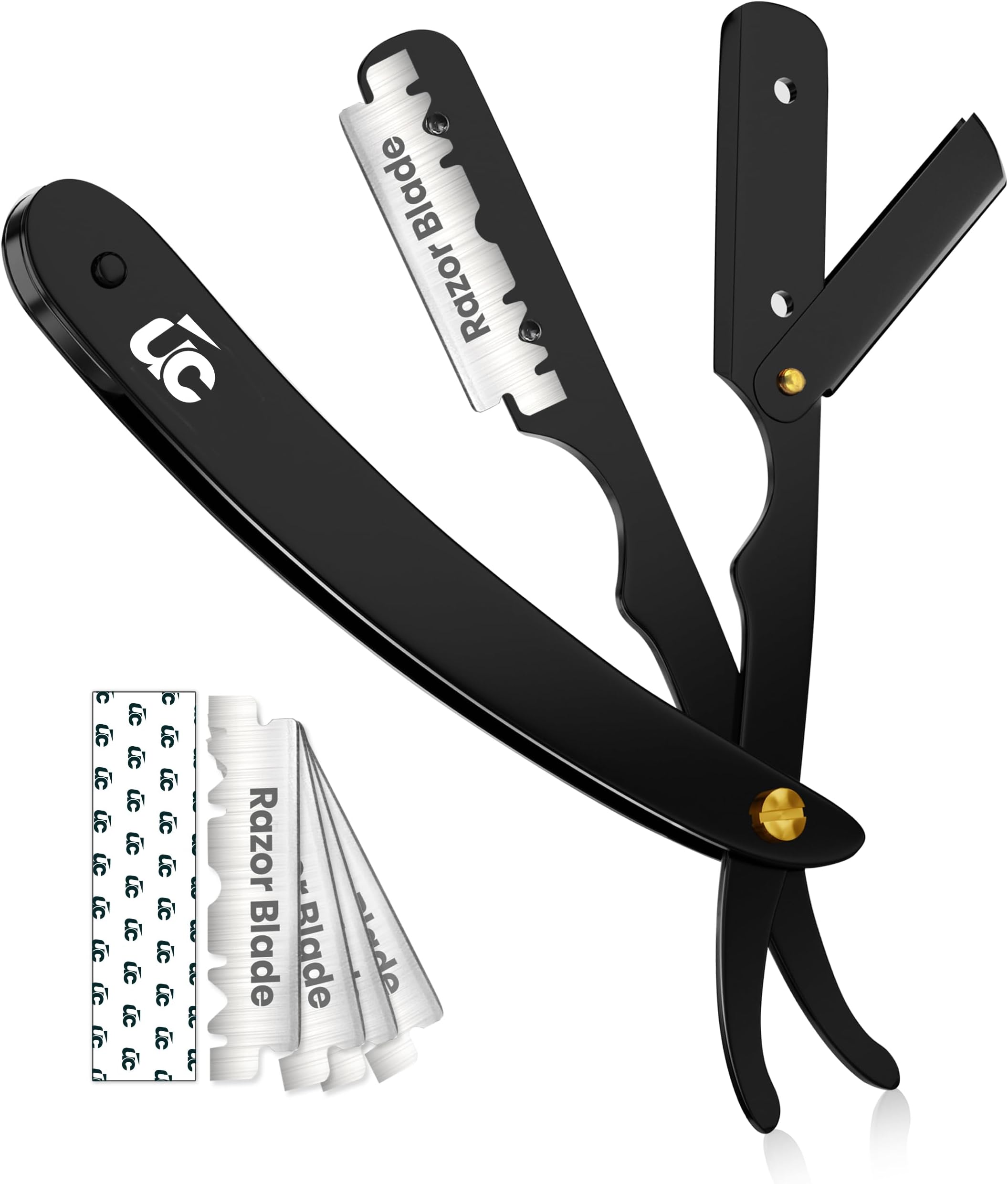 Utopia Care Professional Straight Razor for Men, Barber Straight Edge Razor Safety with 100 Pack Blades, Black