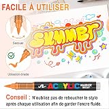 Laconile 120 Couleurs Feutre Acrylique, Stylos Acryliques à Pointe Pinceau pour le Coloriage Adulte ，Acrylic Paint Markers pour Coloriage, Calligraphie, Bois, Toile, Verre, Céramique - 6
