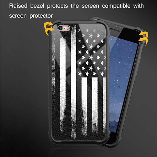 Miniatura 3 de CARLOCA Funda compatible con iPhone 6S Plus, para iPhone 6 Plus para niños y hombres, diseño retro de bandera estadounidense negra, a prueba de