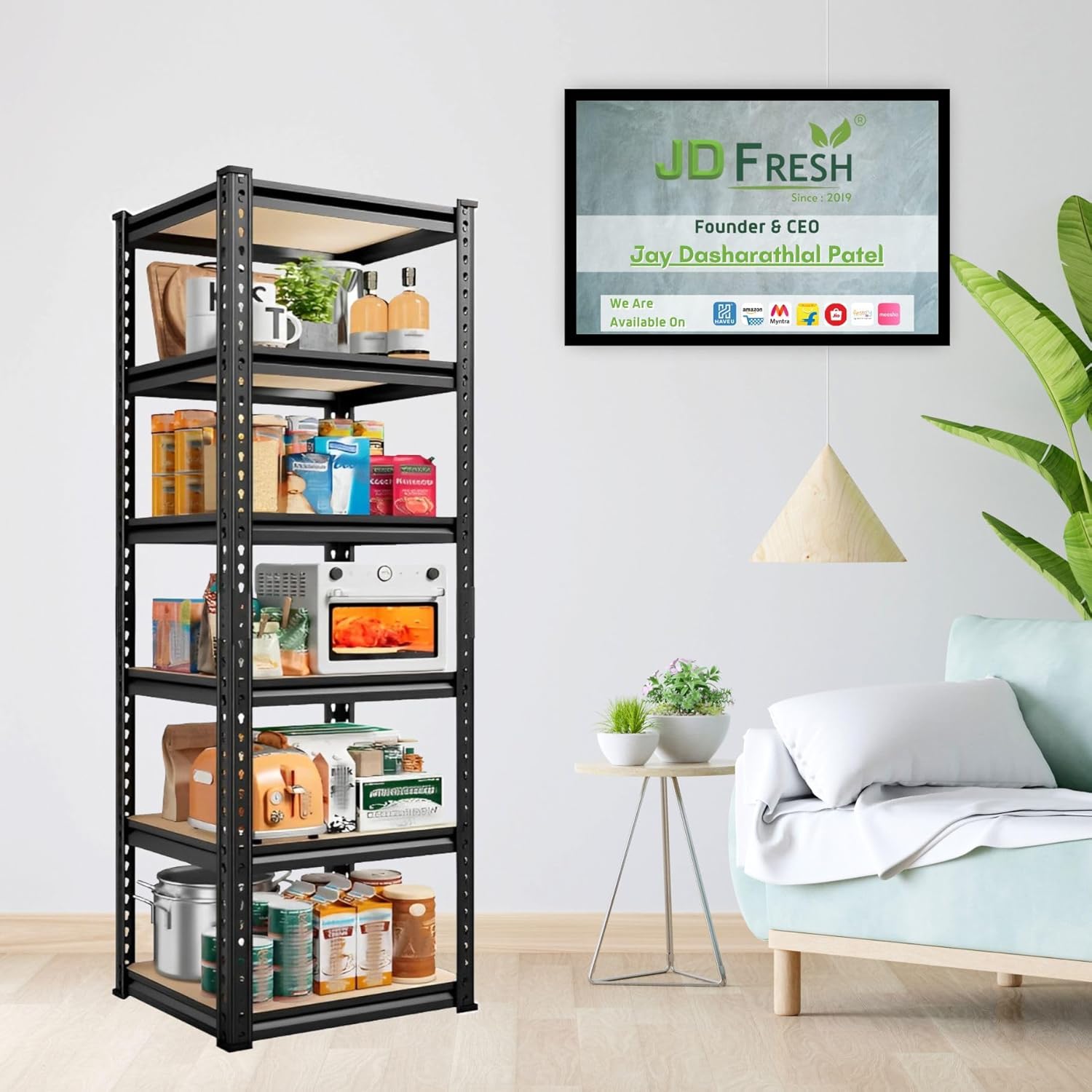 JD FRESH Adjustable 5Shelf Metal Storage Shelving/Boltless Rack
