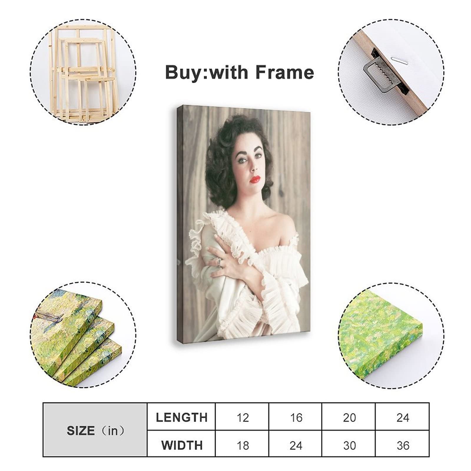 Poster Su Tela Elizabeth Taylor 3 – 30x45 Cm, Stampa Su Tela Impermeabile, Con O Senza Cornice, Decorazione Da Parete Per Camera E Ufficio