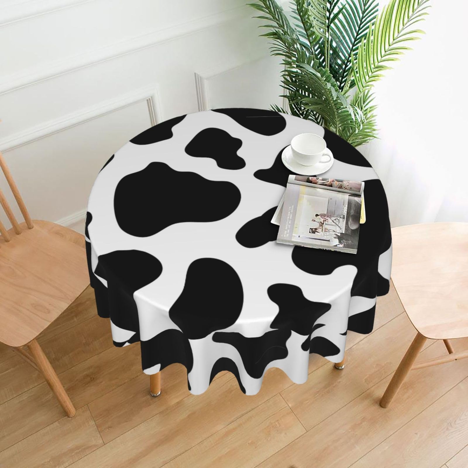 WHJSHOP Cow spot Prints Round Decorative Throw – 60in Stylish Table Cover for Dining, Parties & Outdoor Events