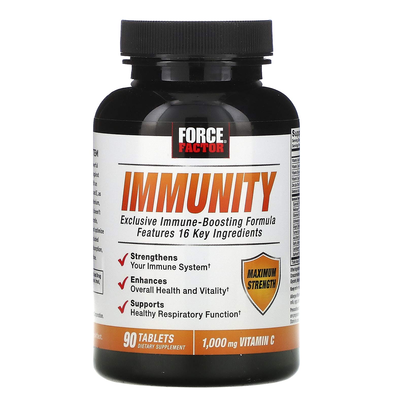 Force Factor Immunity, Immune Support Booster with Elderberry and 1000mg of Vitamin C, Plus Vitamin D, Zinc, Probiotics, Quercetin, Antioxidants, and Echinacea for Immune Health Defense, 90 Tablets