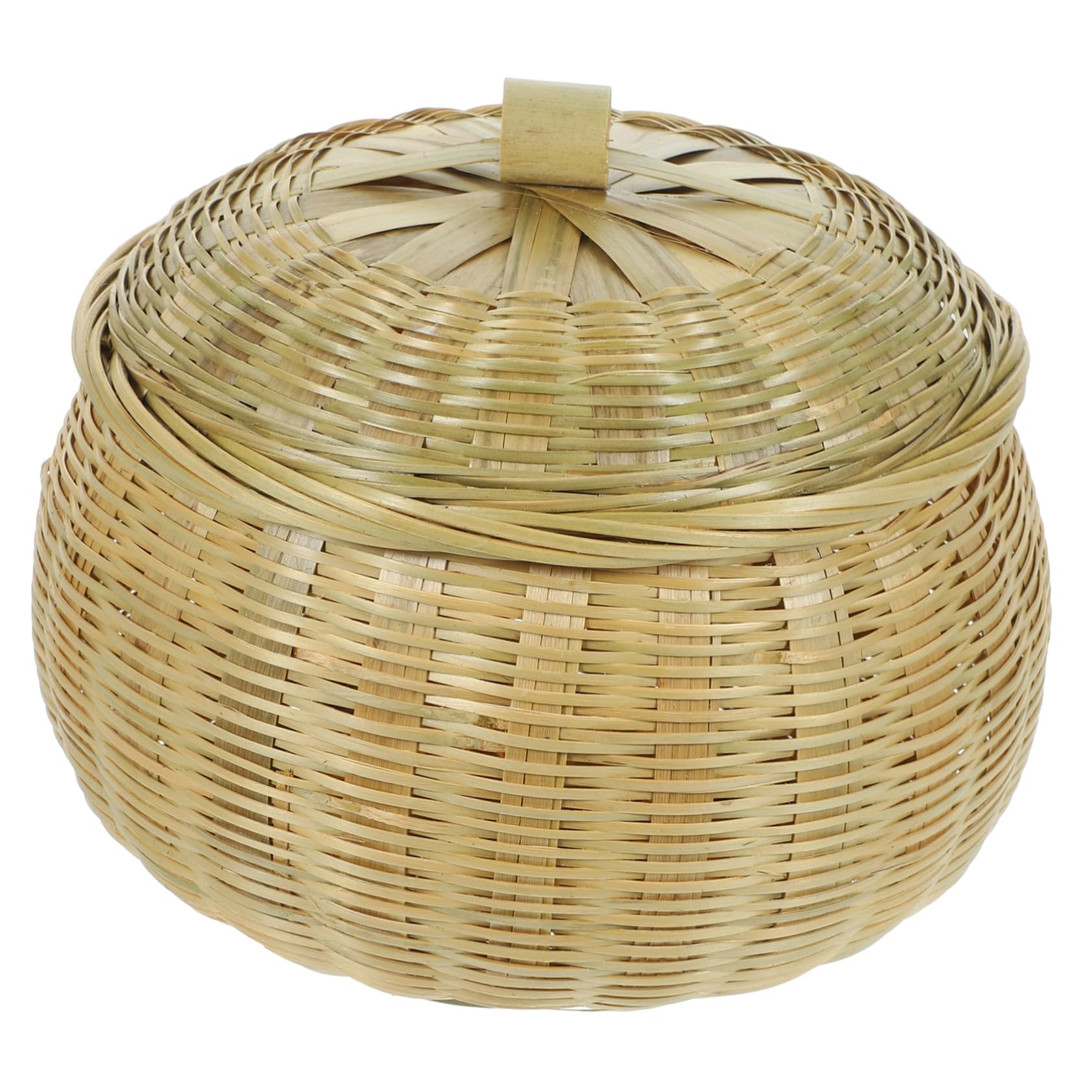Woven Storage Basket with Lid Round Desktop Organizer for Home Sundries Snacks and Cosmetics Stylish and Practical Storage