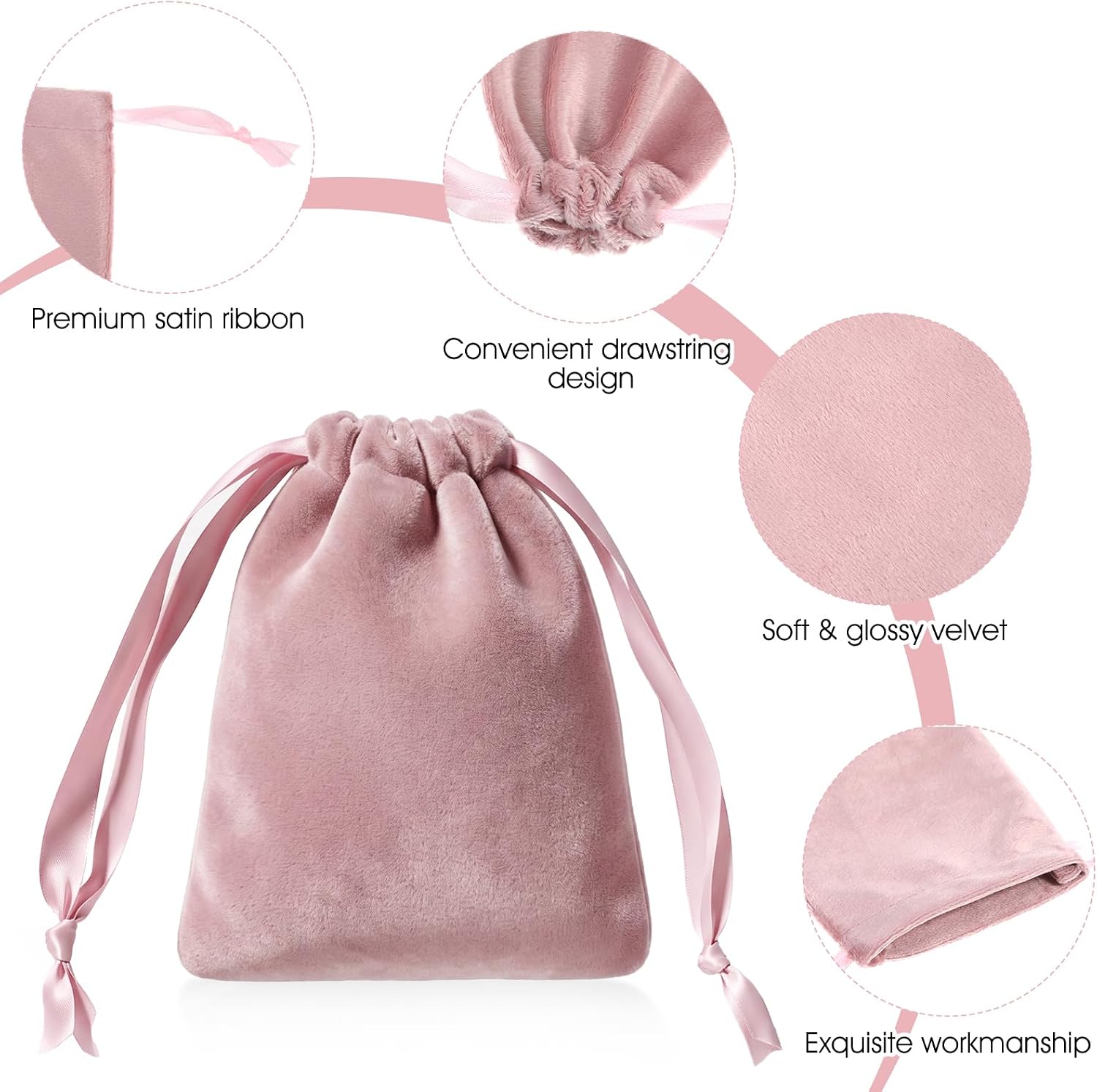 Chsoejuf 12PCS 3x4 in Small Soft Velvet Drawstring Jewelry Bags Pouch(Pink) image 3