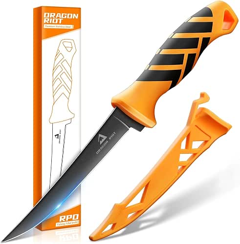 DRAGON RIOT 6 Inch Fillet Knife, Flexible Boning Knife for