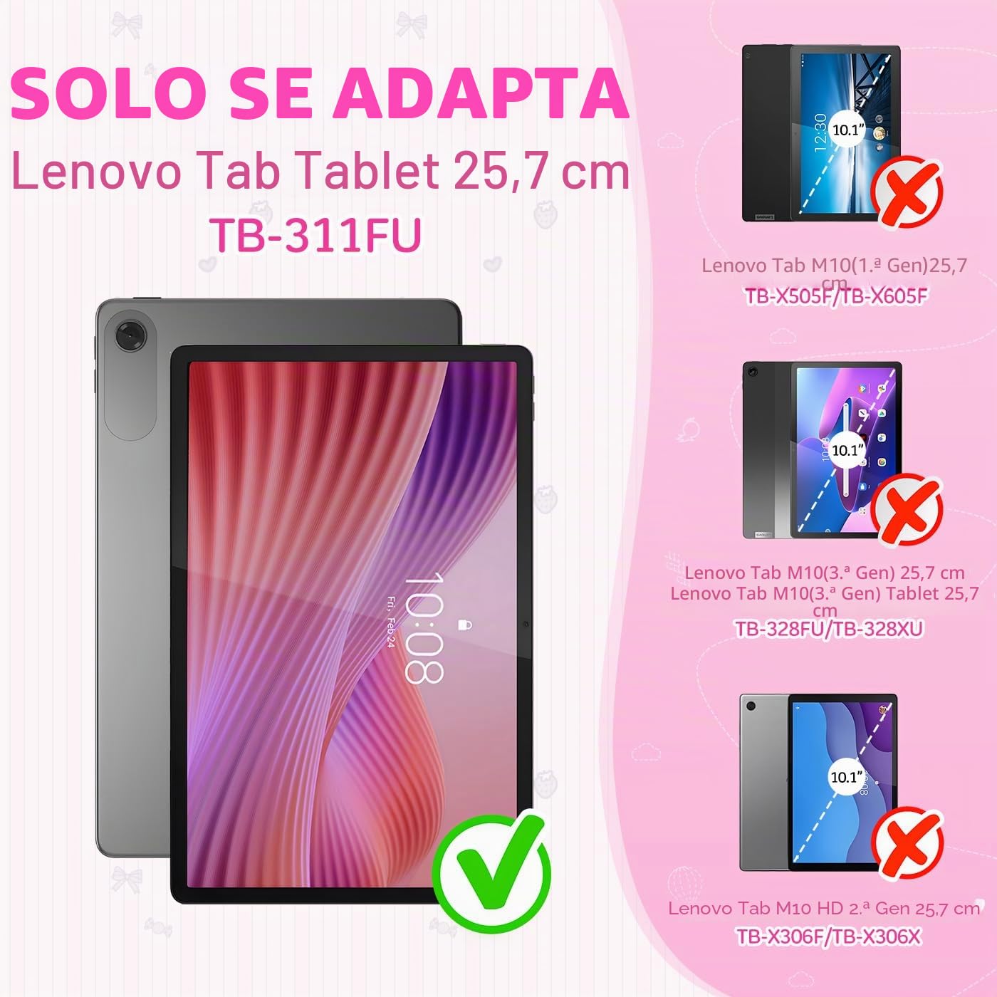 Funda Infantil para Lenovo Tab Tablet 10.1 Pulgadas 2025 (TB-311FU/TB-311XU), Ligera a Prueba de Golpes, con asa Infantil y Correa para el Hombro, Magenta