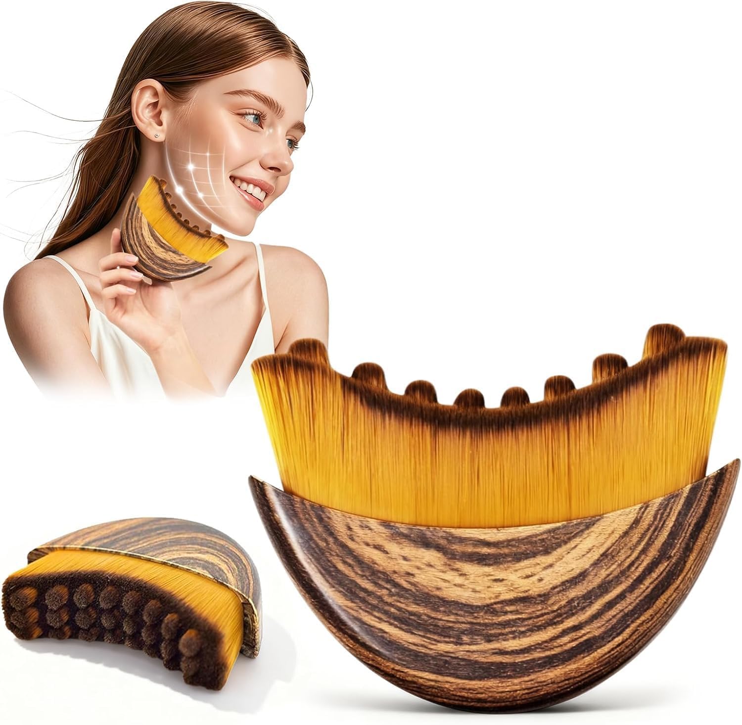 Lymphatic Contour Face Brush for Sculpting & Drainage – Facial Massager for Jawline, Chin & Neck – Reduces Puffiness, Promotes Detox & Lift – Soft Bristles, Improves Skin Glow, Includes Travel Case