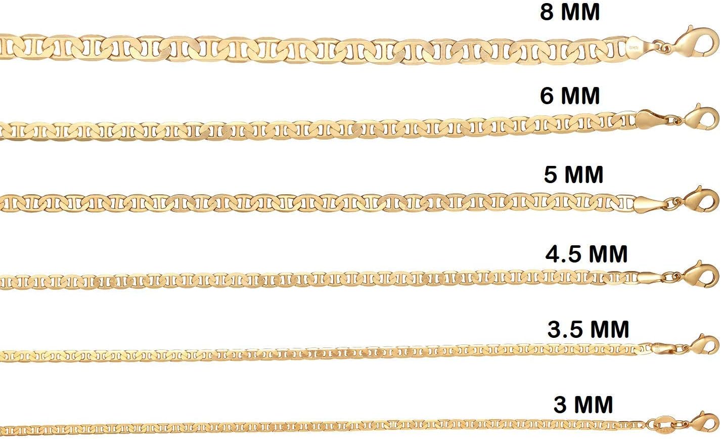 Barzel 18K Gold Plated Mariner Chain Necklace for Women, Flat Marina - Made in Brazil - Image 4