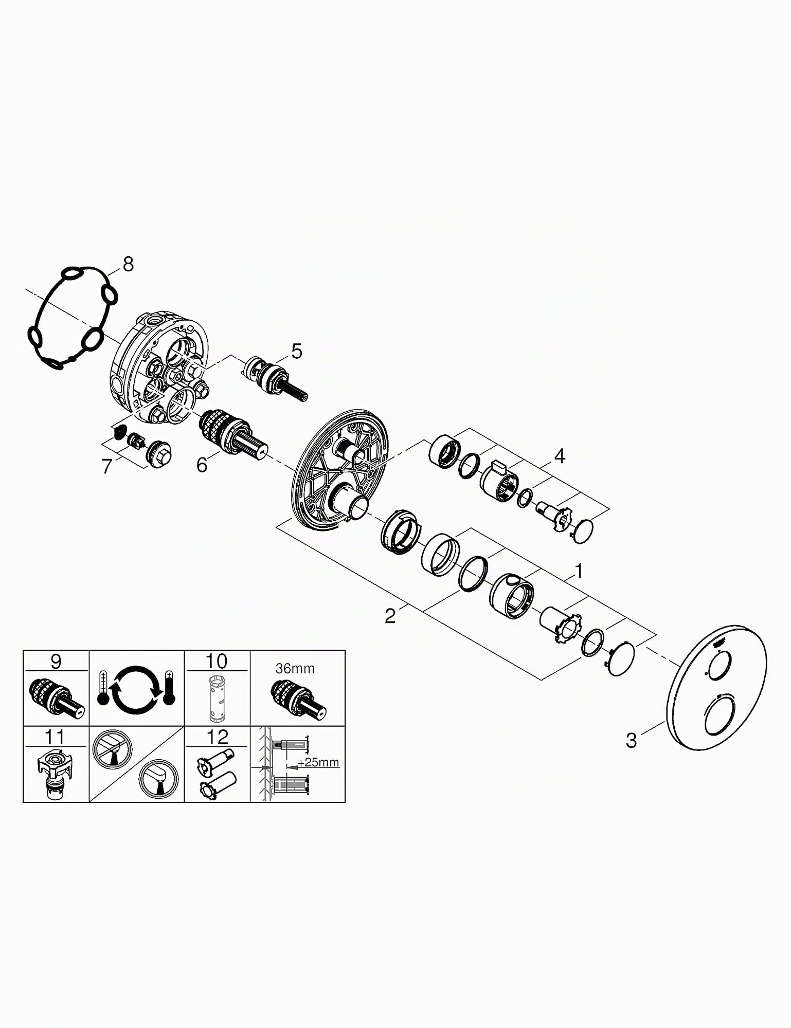 Grohe 24075000 Termostato de ducha monomando, cromado, 24075000